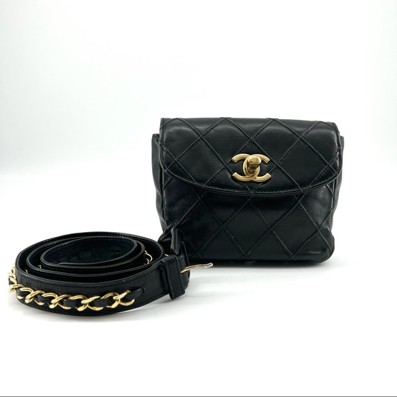 ✈️sold✈️Chanel Black Gold Bag Bum bag Belt - Picture 5 of 16
